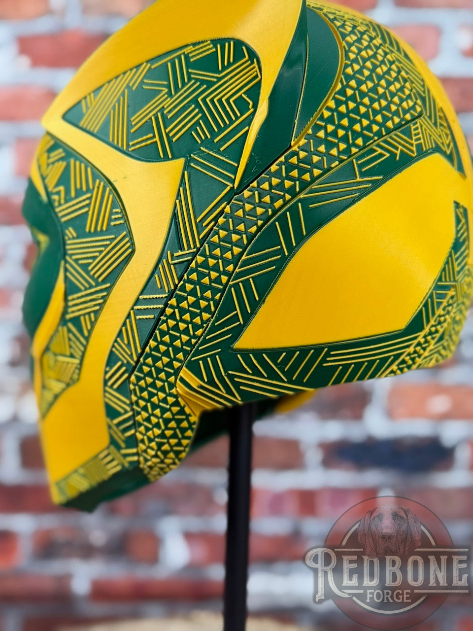 Green Bay-Inspired Green & Yellow Tribal Cat Warrior Helmet