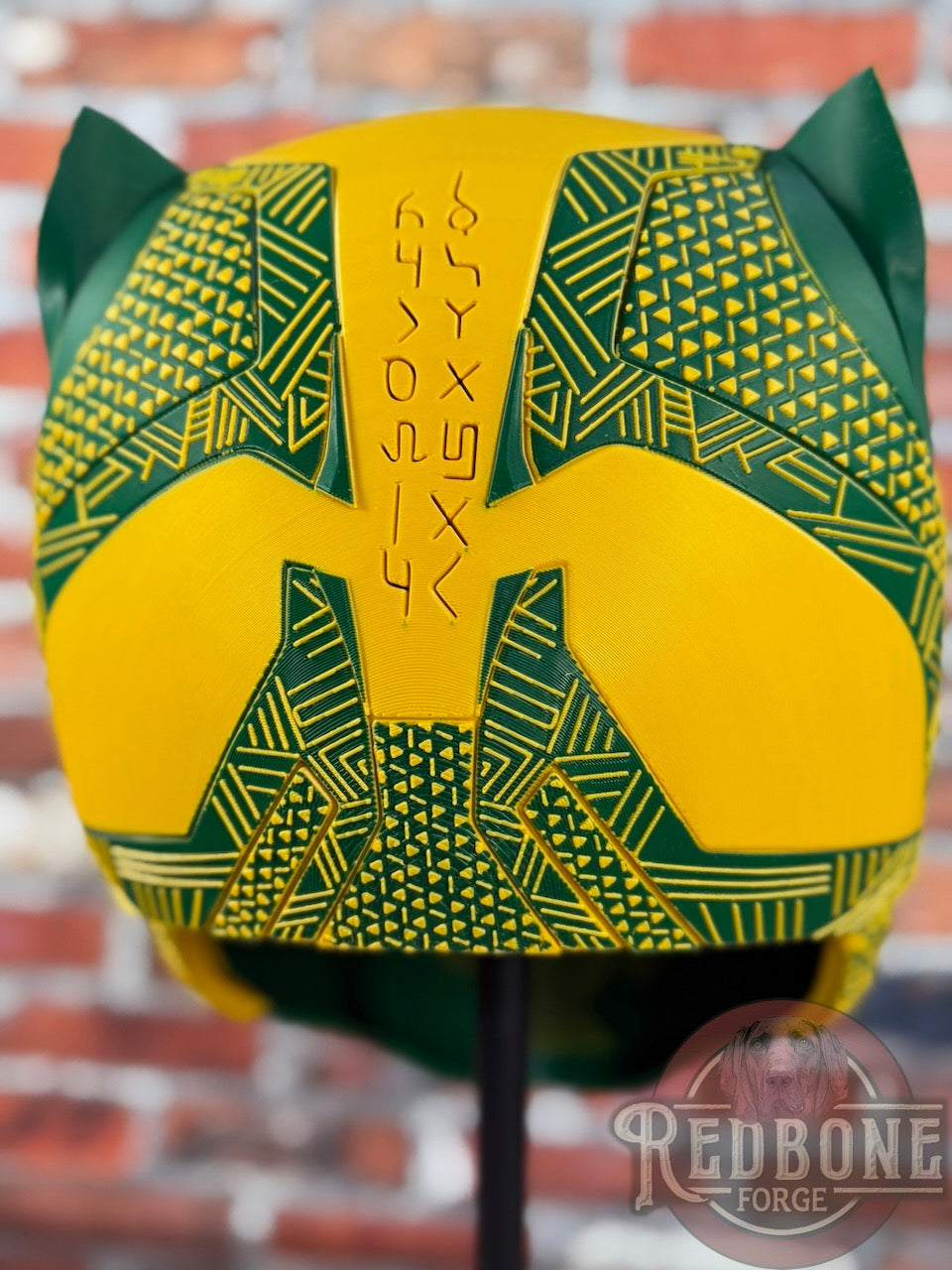 Green Bay-Inspired Green & Yellow Tribal Cat Warrior Helmet