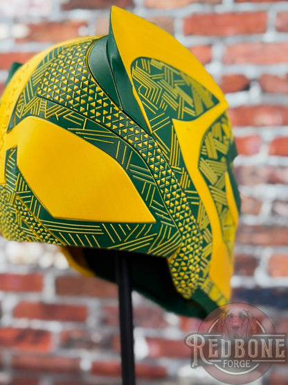 Green Bay-Inspired Green & Yellow Tribal Cat Warrior Helmet