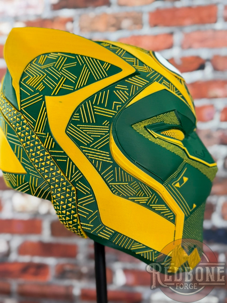 Green Bay-Inspired Green & Yellow Tribal Cat Warrior Helmet