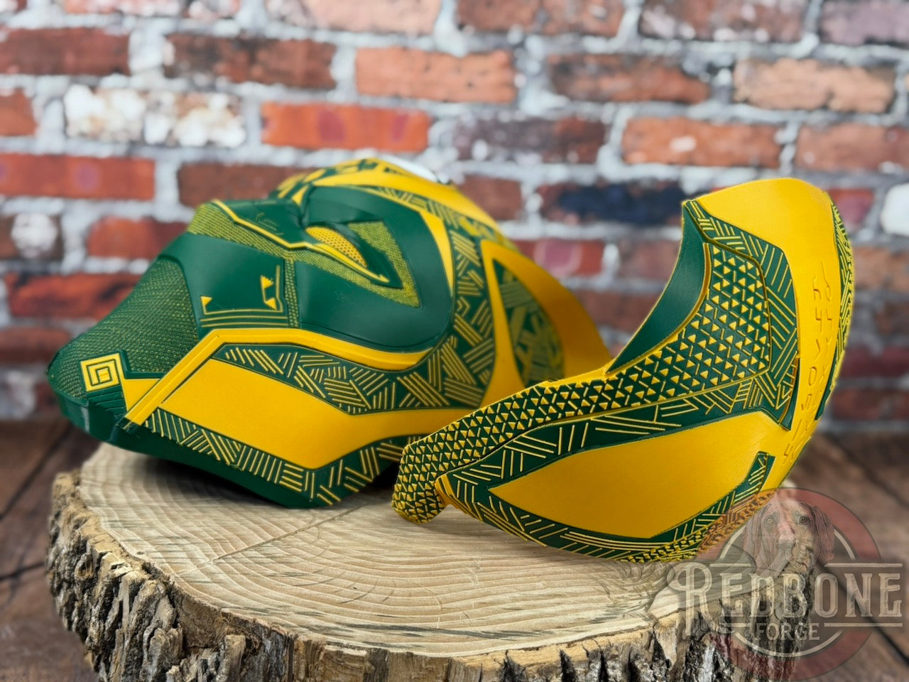 Green Bay-Inspired Green & Yellow Tribal Cat Warrior Helmet