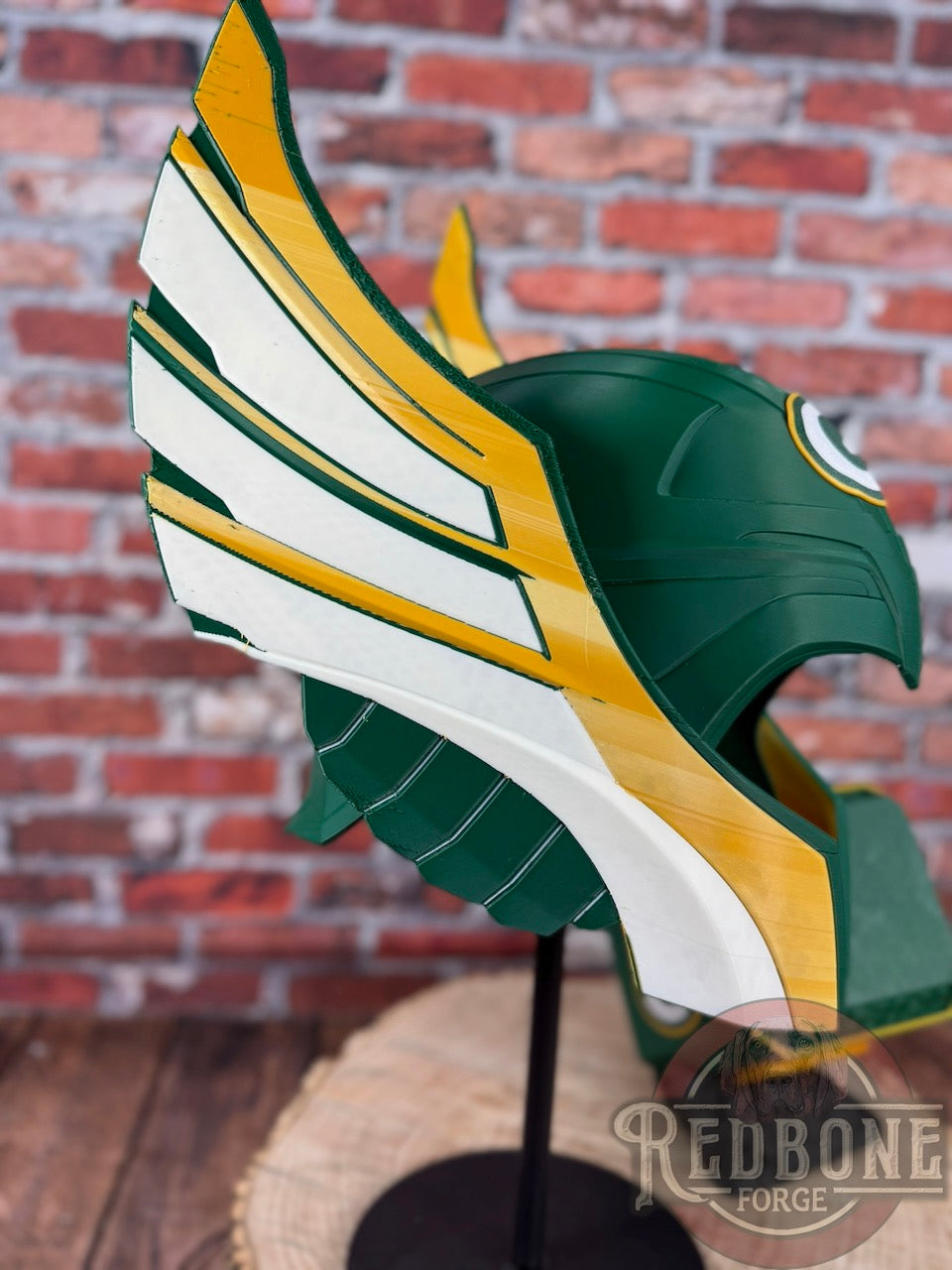 Green Bay-Inspired Green & Yellow Norse God Helmet & Hammer