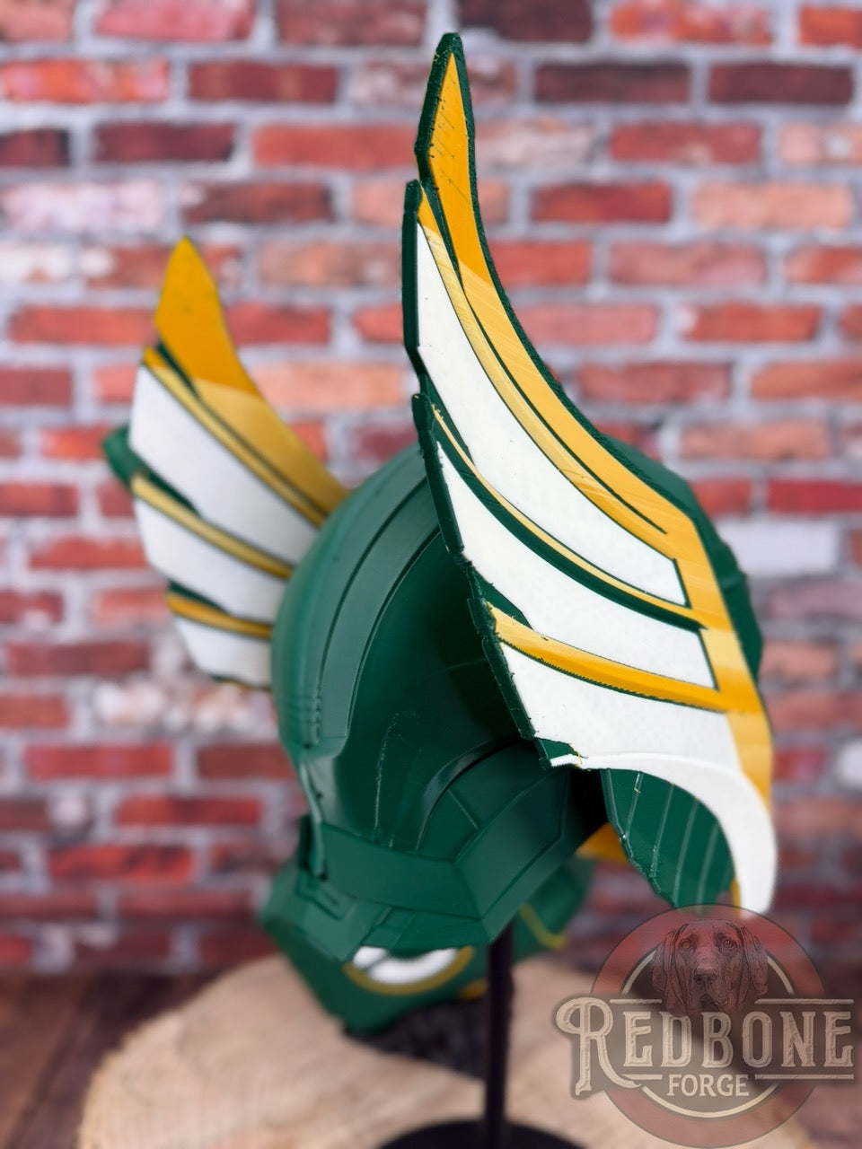 Green Bay-Inspired Green & Yellow Norse God Helmet & Hammer