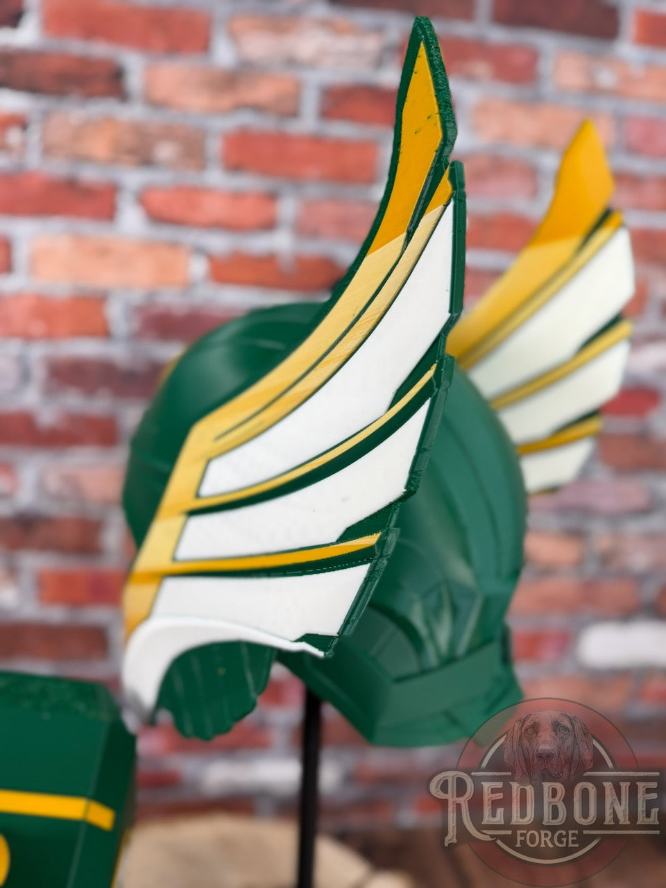 Green Bay-Inspired Green & Yellow Norse God Helmet & Hammer