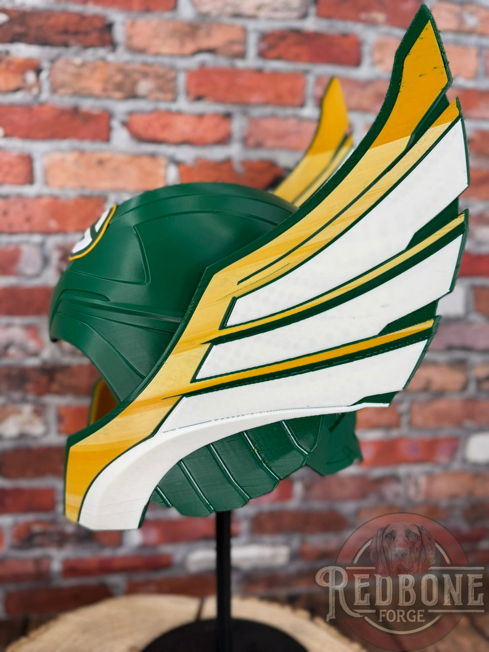 Green Bay-Inspired Green & Yellow Norse God Helmet & Hammer