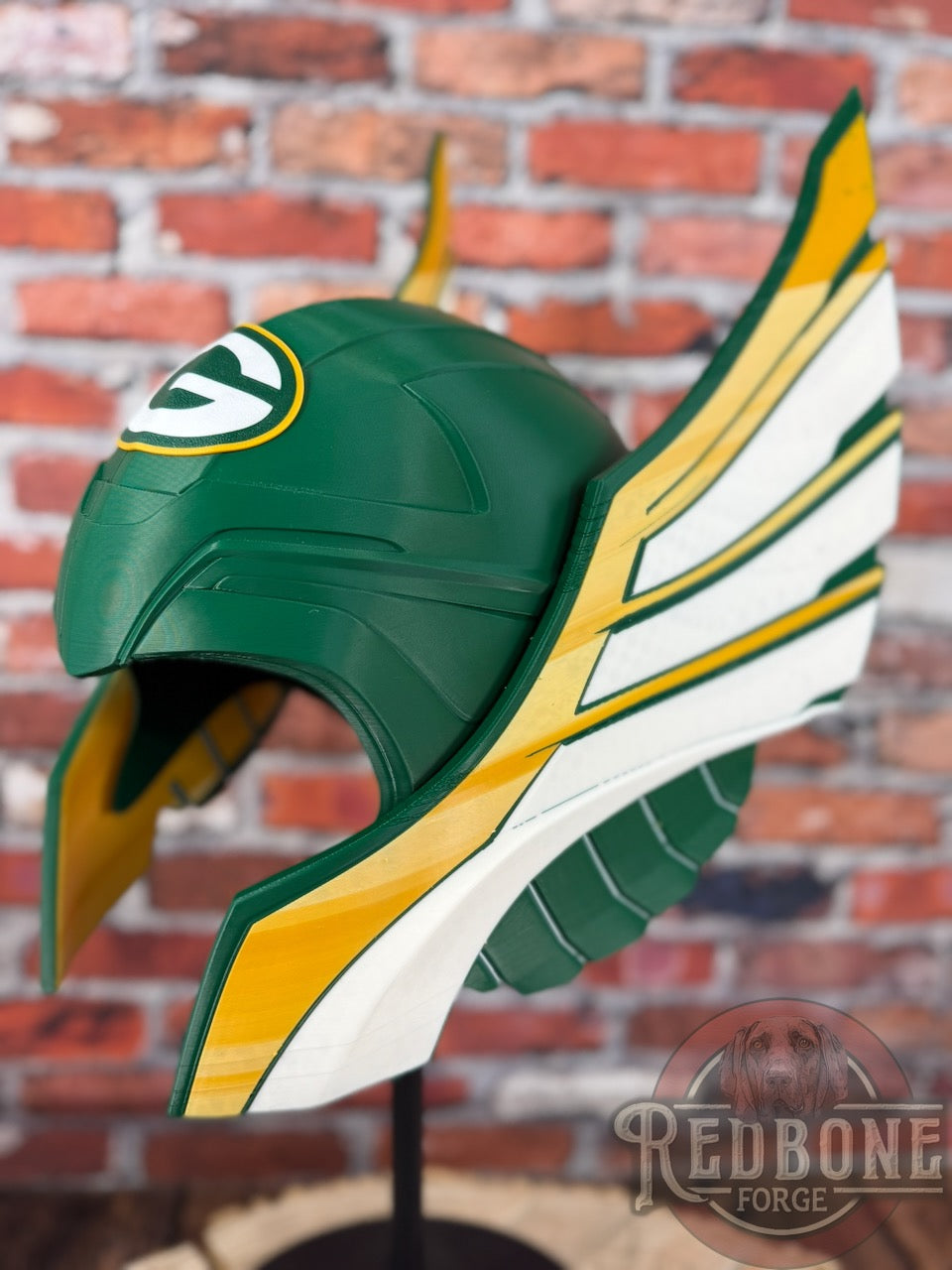 Green Bay-Inspired Green & Yellow Norse God Helmet & Hammer