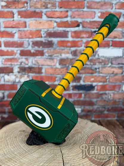 Green Bay-Inspired Green & Yellow Norse God Helmet & Hammer