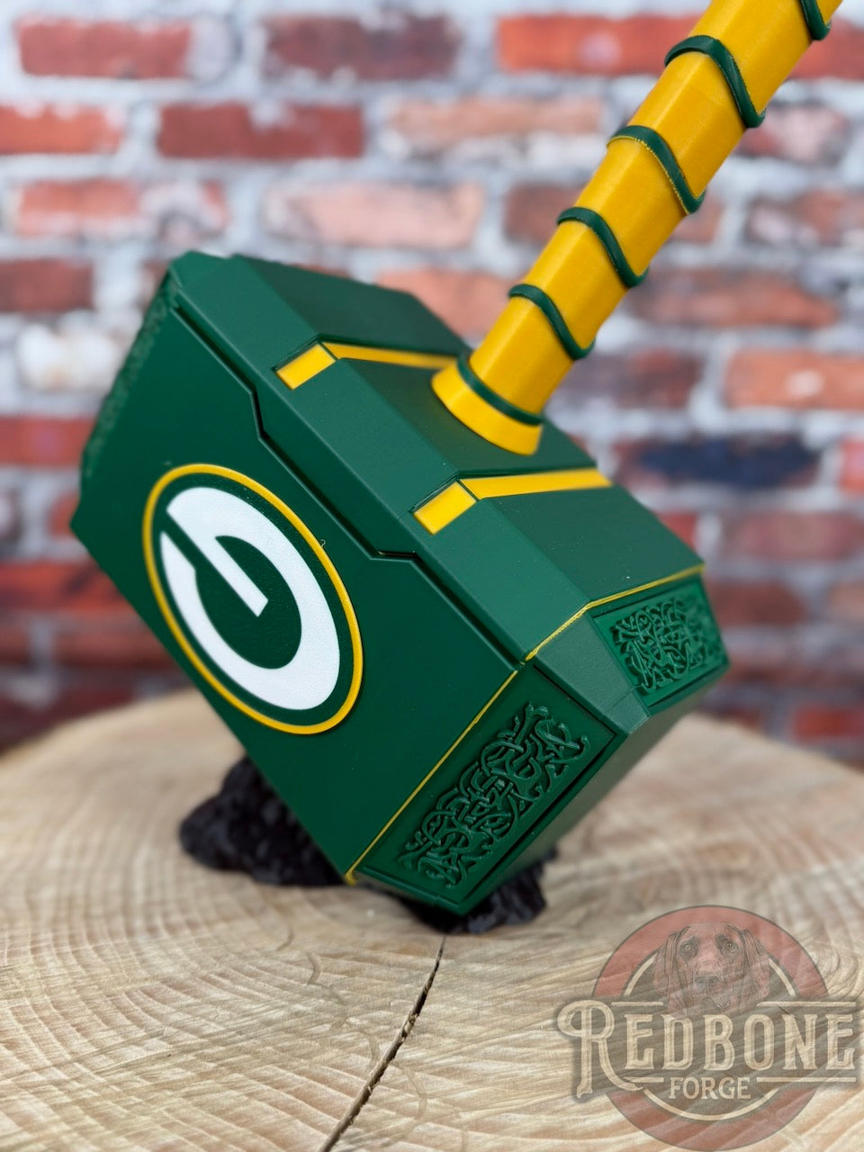 Green Bay-Inspired Green & Yellow Norse God Helmet & Hammer