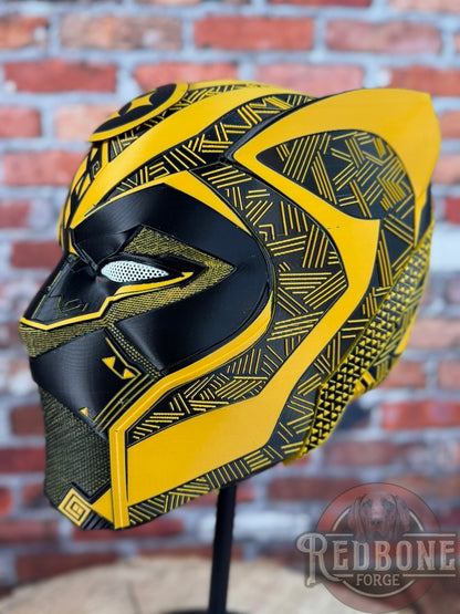 Pittsburgh Inspired Black & Gold Tribal Cat Warrior Helmet