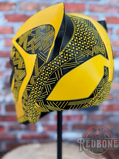 Pittsburgh Inspired Black & Gold Tribal Cat Warrior Helmet