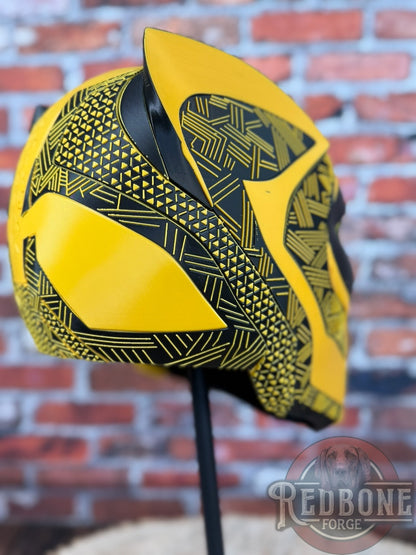 Pittsburgh Inspired Black & Gold Tribal Cat Warrior Helmet