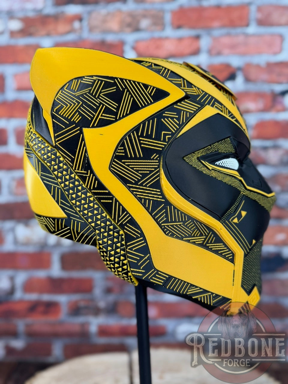 Pittsburgh Inspired Black & Gold Tribal Cat Warrior Helmet