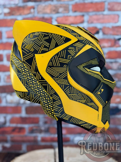Pittsburgh Inspired Black & Gold Tribal Cat Warrior Helmet