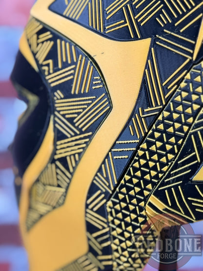 Pittsburgh Inspired Black & Gold Tribal Cat Warrior Helmet