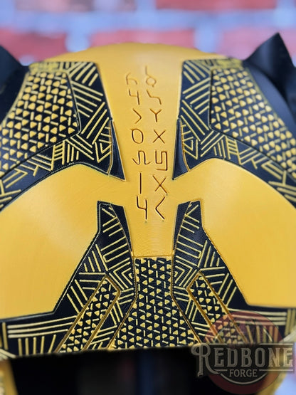 Pittsburgh Inspired Black & Gold Tribal Cat Warrior Helmet