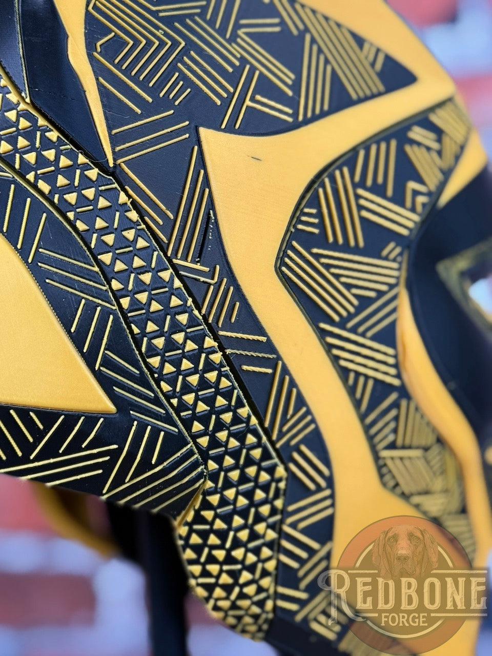 Pittsburgh Inspired Black & Gold Tribal Cat Warrior Helmet