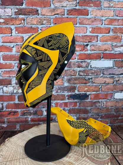 Pittsburgh Inspired Black & Gold Tribal Cat Warrior Helmet