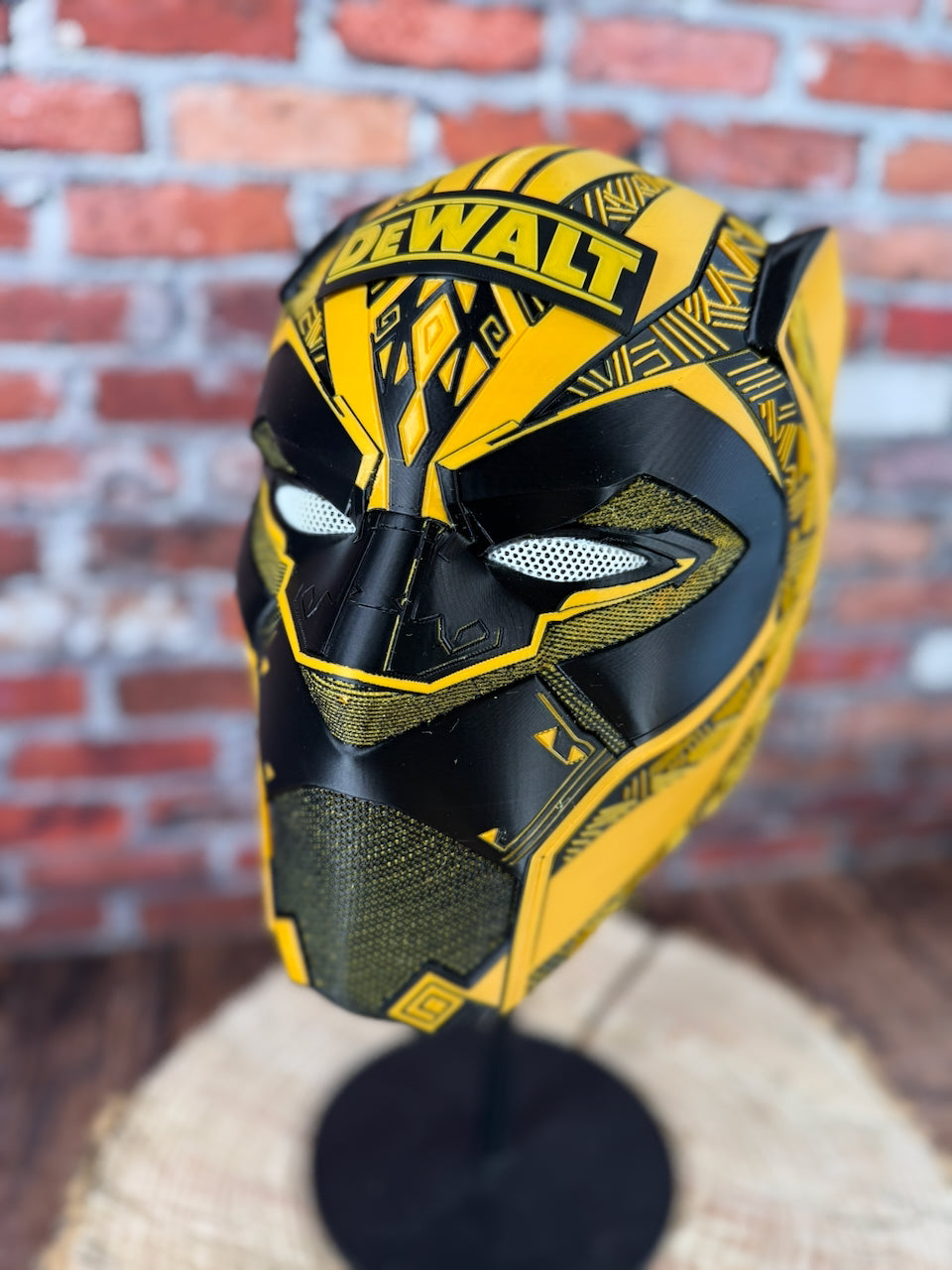 DeWalt Inspired Black & Gold Tribal Cat Warrior Helmet