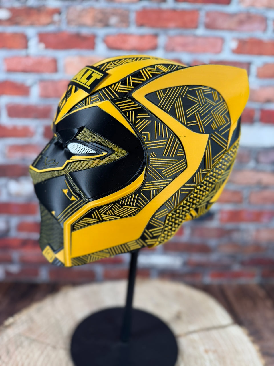 DeWalt Inspired Black & Gold Tribal Cat Warrior Helmet