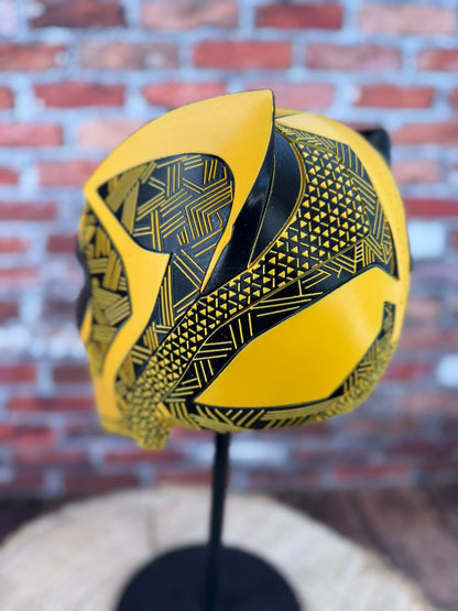 DeWalt Inspired Black & Gold Tribal Cat Warrior Helmet