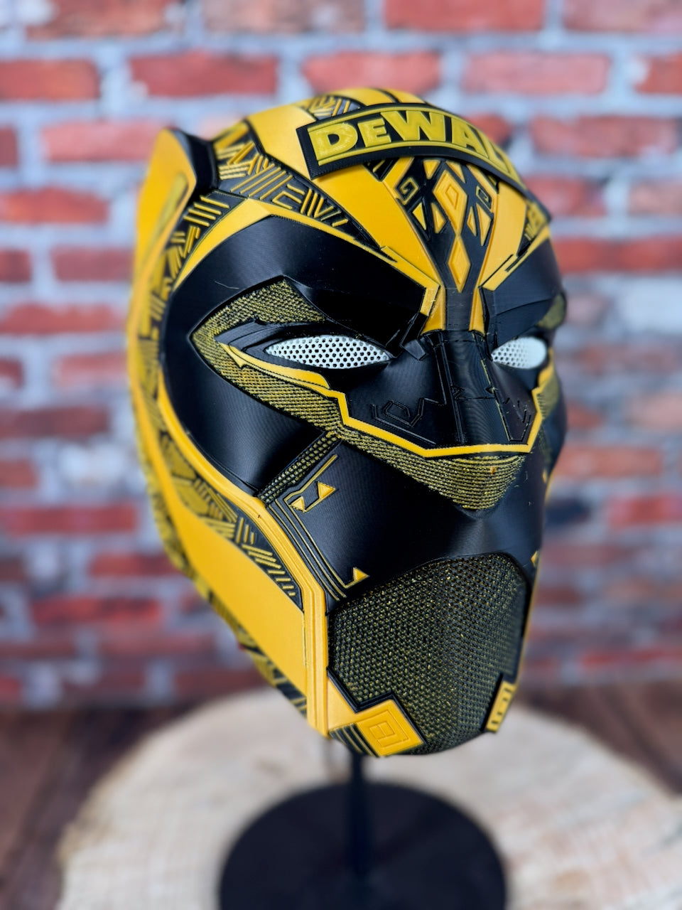 DeWalt Inspired Black & Gold Tribal Cat Warrior Helmet