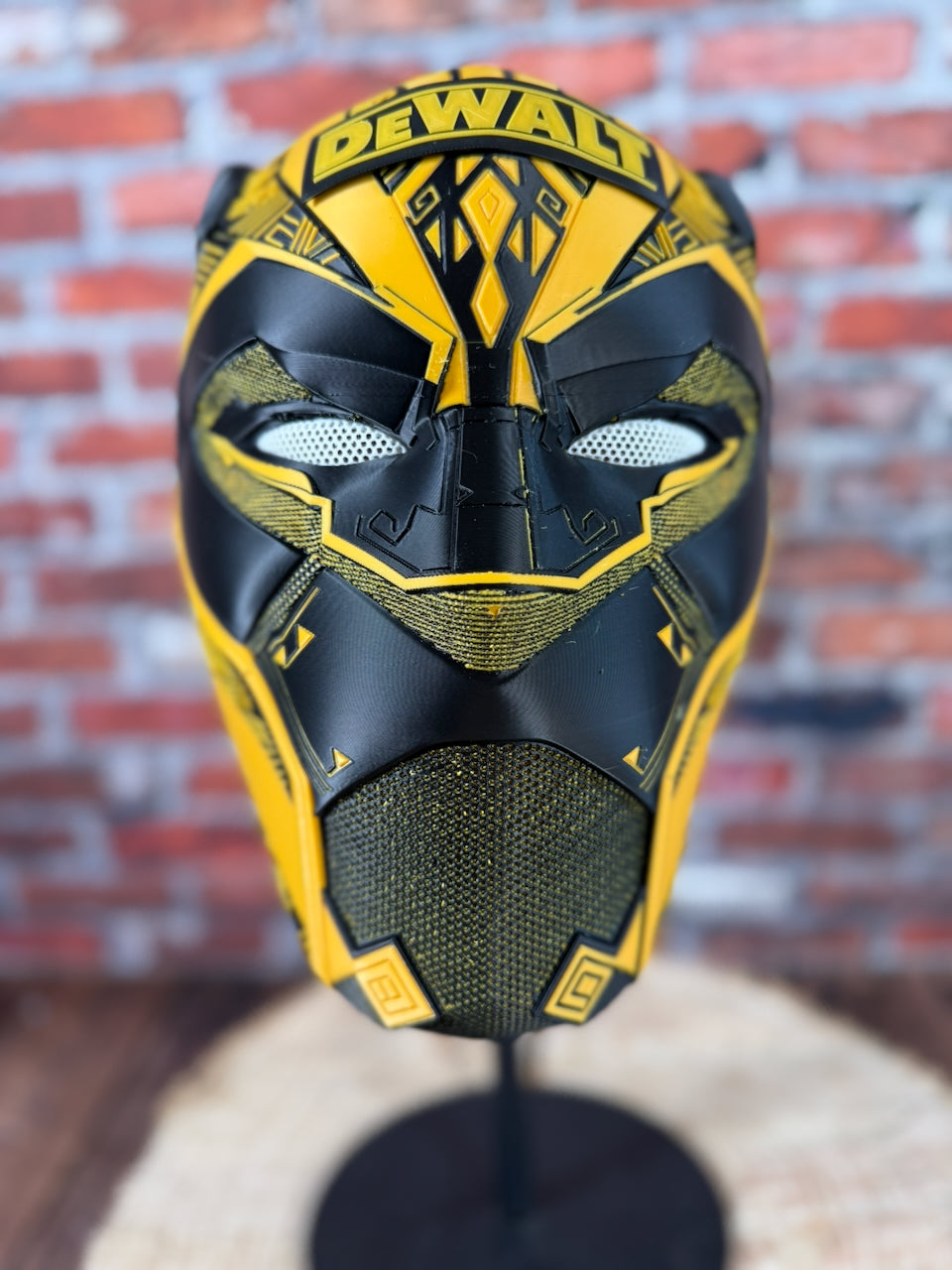 DeWalt Inspired Black & Gold Tribal Cat Warrior Helmet