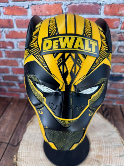DeWalt Inspired Black & Gold Tribal Cat Warrior Helmet