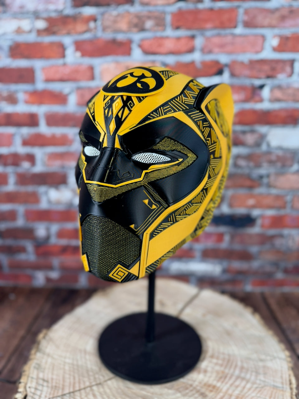 Hawkeyes-Inspired Black & Yellow Tribal Cat Warrior Helmet