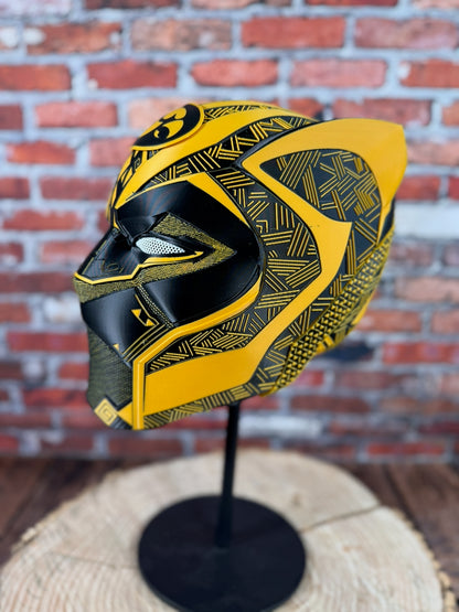 Hawkeyes-Inspired Black & Yellow Tribal Cat Warrior Helmet