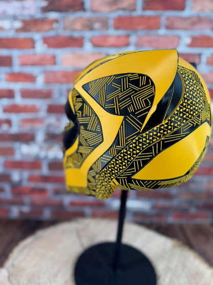 Hawkeyes-Inspired Black & Yellow Tribal Cat Warrior Helmet