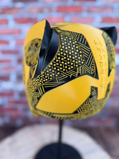 Hawkeyes-Inspired Black & Yellow Tribal Cat Warrior Helmet