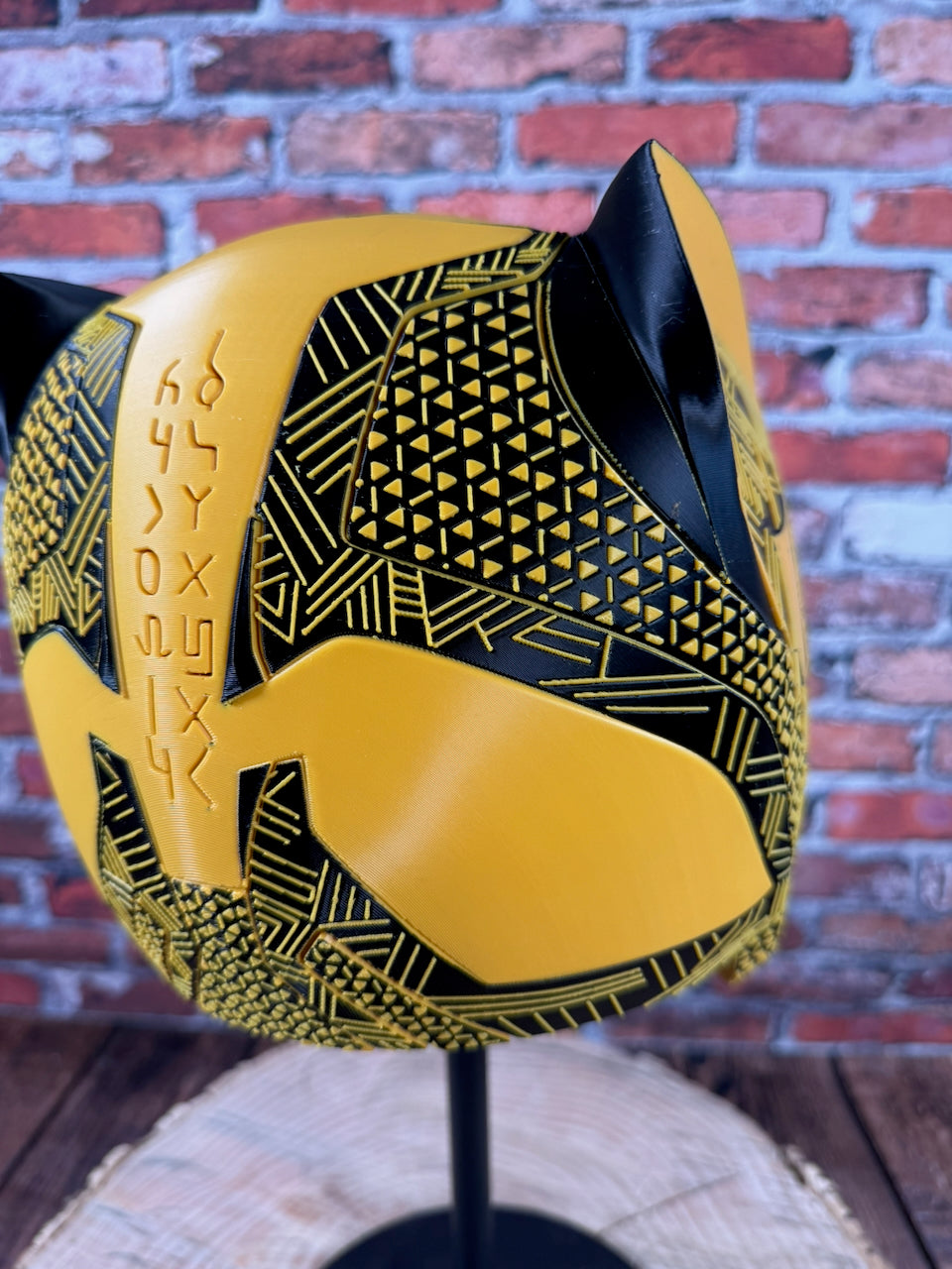 Hawkeyes-Inspired Black & Yellow Tribal Cat Warrior Helmet