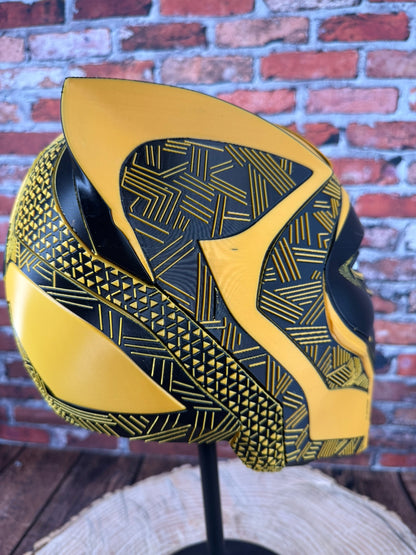 Hawkeyes-Inspired Black & Yellow Tribal Cat Warrior Helmet