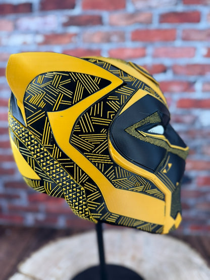 Hawkeyes-Inspired Black & Yellow Tribal Cat Warrior Helmet
