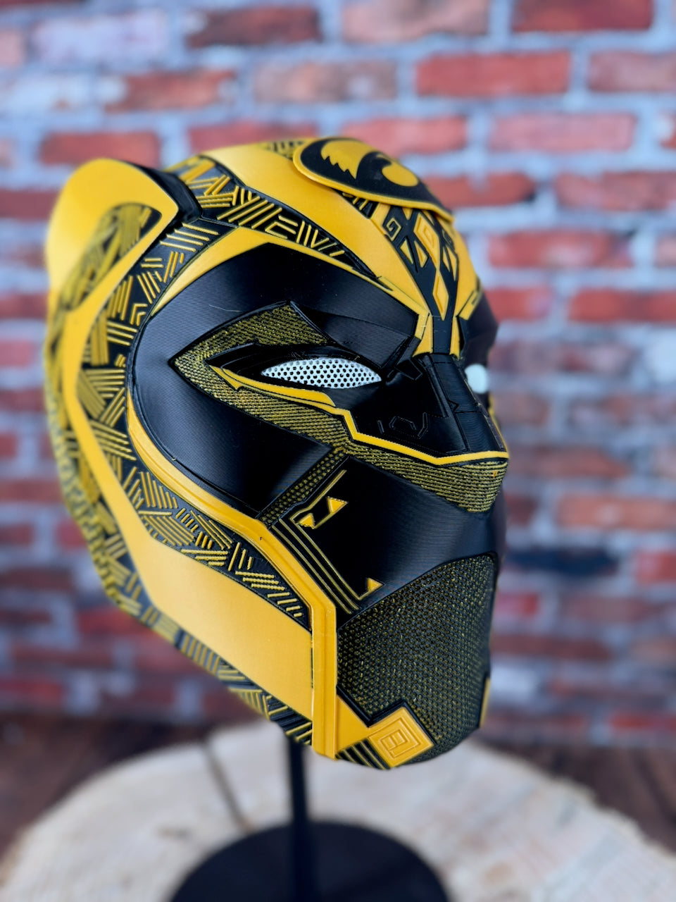 Hawkeyes-Inspired Black & Yellow Tribal Cat Warrior Helmet