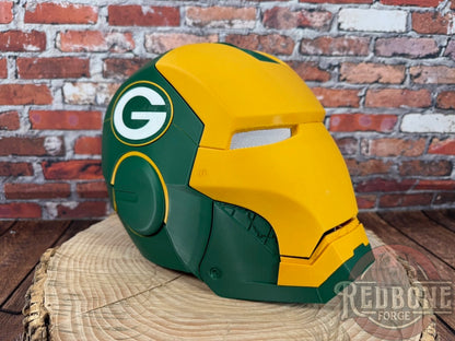 Green Bay- Inspired Iron Hero Helmet - Mark G in Green & Yellow