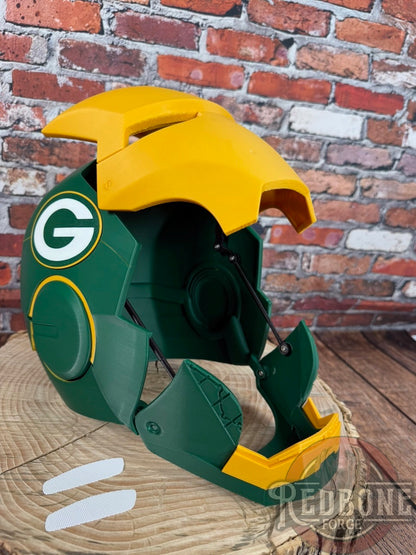 Green Bay- Inspired Iron Hero Helmet - Mark G in Green & Yellow