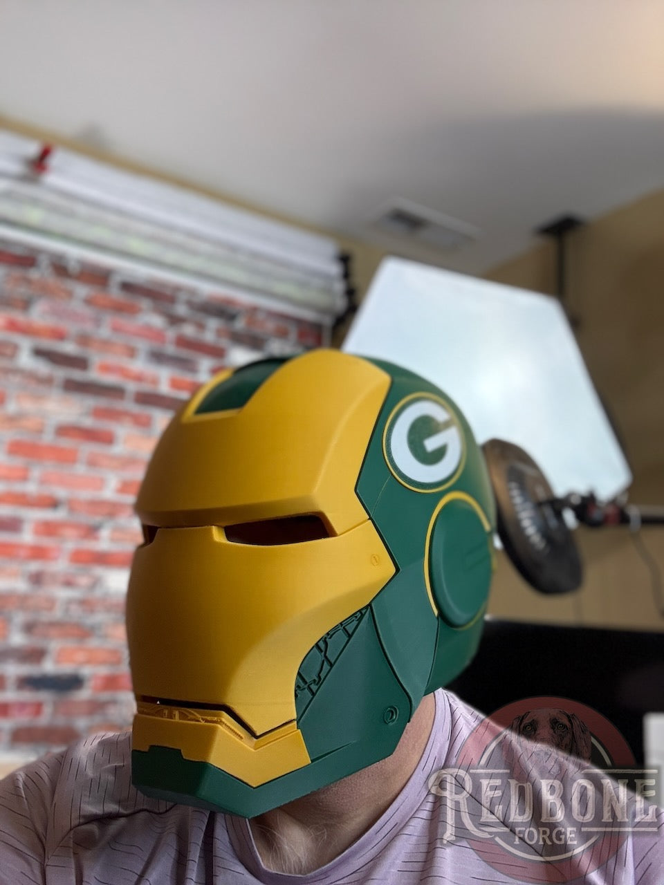 Green Bay- Inspired Iron Hero Helmet - Mark G in Green & Yellow