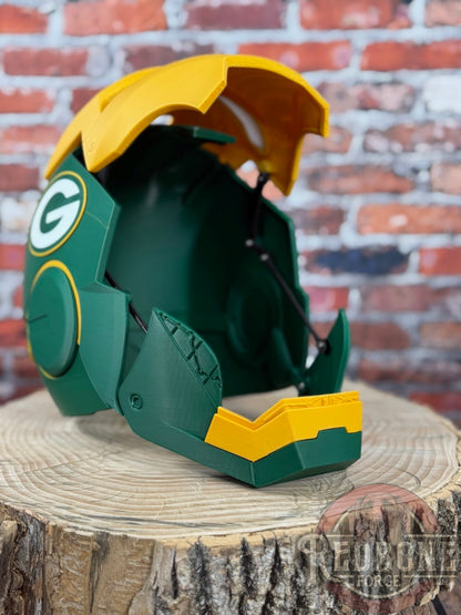 Green Bay- Inspired Iron Hero Helmet - Mark G in Green & Yellow
