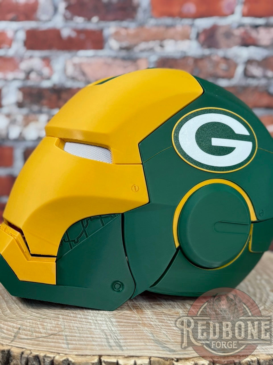 Green Bay- Inspired Iron Hero Helmet - Mark G in Green & Yellow