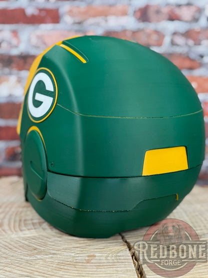 Green Bay- Inspired Iron Hero Helmet - Mark G in Green & Yellow