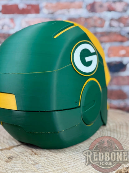 Green Bay- Inspired Iron Hero Helmet - Mark G in Green & Yellow