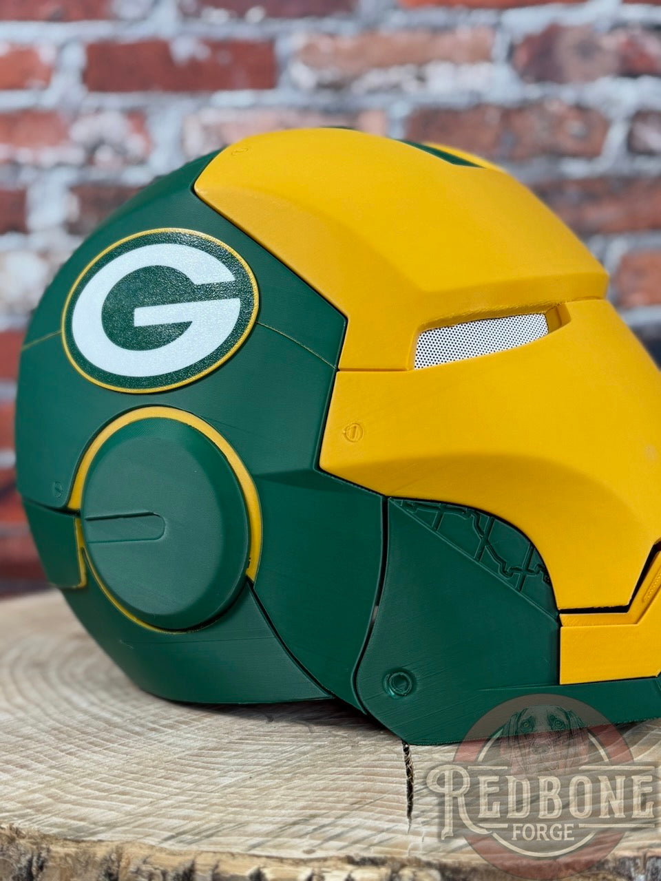 Green Bay- Inspired Iron Hero Helmet - Mark G in Green & Yellow