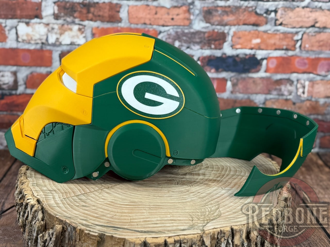 Green Bay- Inspired Iron Hero Helmet - Mark G in Green & Yellow