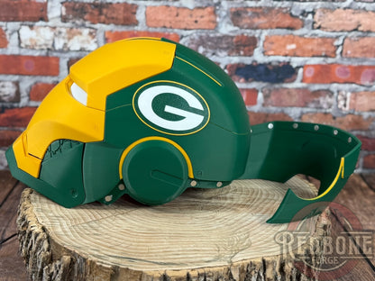 Green Bay- Inspired Iron Hero Helmet - Mark G in Green & Yellow