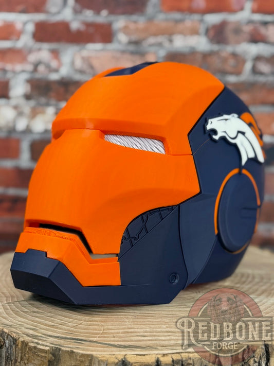 Denver- Inspired Iron Hero Helmet - Mark B in Navy & Orange