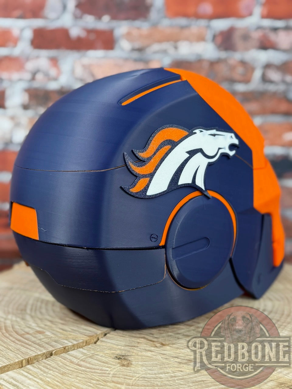 Denver- Inspired Iron Hero Helmet - Mark B in Navy & Orange