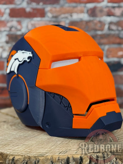 Denver- Inspired Iron Hero Helmet - Mark B in Navy & Orange