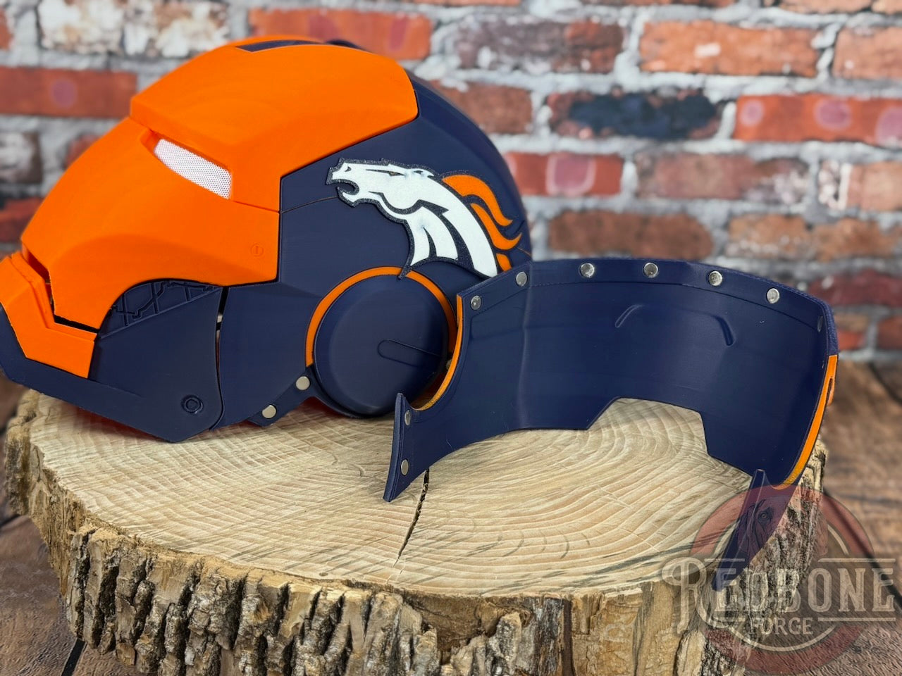 Denver- Inspired Iron Hero Helmet - Mark B in Navy & Orange