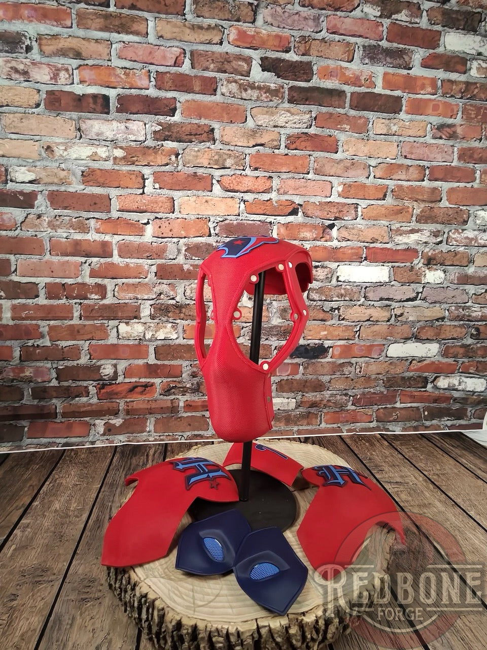 Houston-Inspired Blue & Red Masked Mercenary Mask